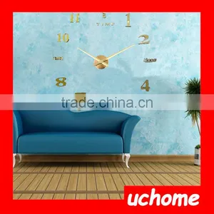 UCHOME Modern Large Wall Clock 3D Mirror Surface Sticker Home Office Decor DIY Wall Roman Number Clock thumbnail-1