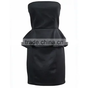Black Evening Dress,off Shoulder Peplum Straight Slim Fitting Metal Zipper Back Sexy Peplum Dress thumbnail-2