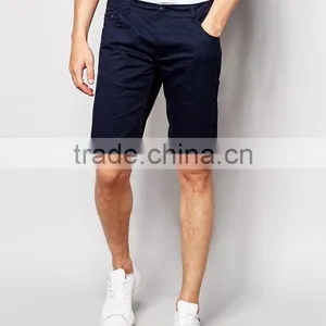 Hot Sale Latest Custom Side Slant Pocket Men's Navy Slim Fit 65% Cotton 35% Polyester Stretch Twill Concealed Fly Casual Shorts thumbnail-1