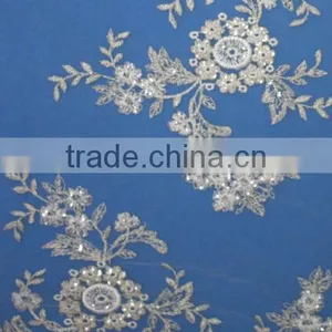 Hot Sale African New Design Embroidery Sequins Tulle Fabric thumbnail-2