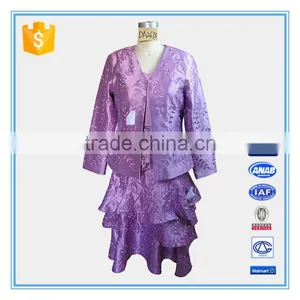 Fashion Business Suit 3/4 Sleeve Bolero+Dress Suit Flare Embroidery Skirt Sweep thumbnail-2