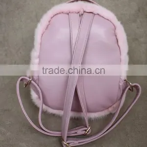 Myfur Cute Baby Pink Girls Fashion Mink Fur Leather Backpack Customized Bags thumbnail-4