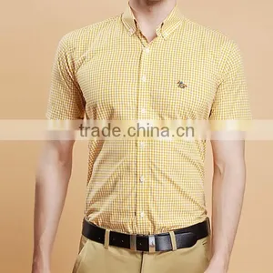 Short Sleeve Shirt Cotton Summer Youth Contracted Texture Plaid Shirt English Cultivate One's Morality With Big Yards thumbnail-1