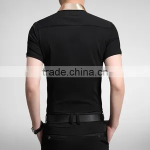 2015 New Style Solid Color Short Sleeve Men Shirt High Quality Shirts thumbnail-2