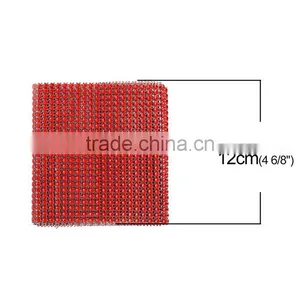 Plastic Mesh Jewelry Rhinestones Red Round 12cm thumbnail-2