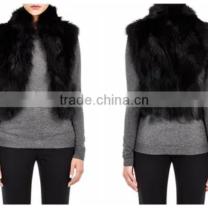 YRFUR YR043 Chic Style Fox Fur Waistcoat/Stand Collar Patchwork Fox Fur Vest thumbnail-1