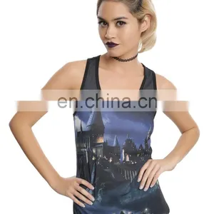 2017 Fashionable Ladies 100% Cotton Wholesale Custom Brand Printing Fitness Tank Top thumbnail-1