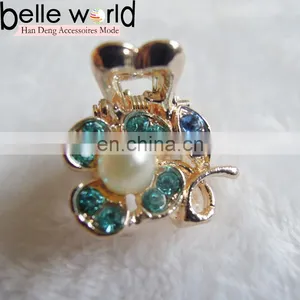 Wedding Flower Rhinestone Pearl Mini Hair Claw Clips thumbnail-2