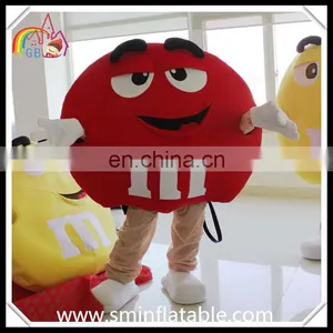 Funny M&m Red Bean Mascot Costume, M Chocolate Bean Plush Costume for Adult thumbnail-2