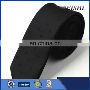 100% Polyester Microfiber Fashion Cool Black Skinny Tie thumbnail-1
