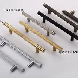 Filta Hardware Furniture New Design Hot Sale Cabinet Drawer Knurling T Bar Pull Handle 6061 thumbnail-2