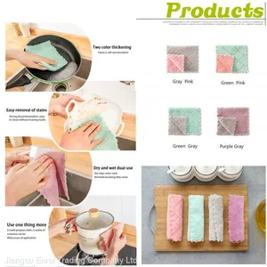 Cheaper Double-layer Absorbent Microfiber Kitchen Dish Cloth Non-stick Oil Household Cleaning Wiping Towel Kitchen Tool thumbnail-4