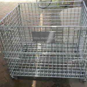 Galvanized Collapsible & Stackable Warehouse Storage Wire Mesh Container thumbnail-5