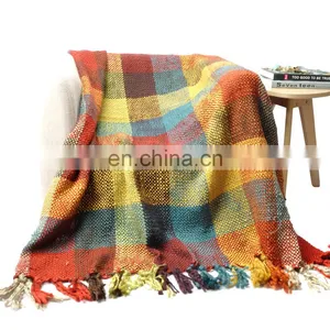 60"x 50" Inc Fun Colors Bright Woven Throw Blanket With Tasseled Ends thumbnail-2