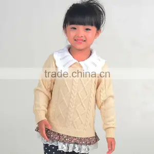 Anti-shrink Knitted Pattern Jumper Girls Polo Pullover Sweater Dress thumbnail-1