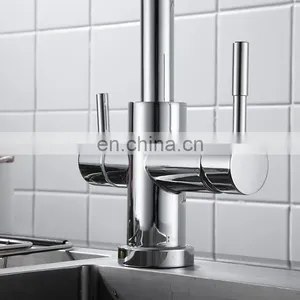 Dual Handle Cold/Hot Brass Kitchen Faucet Chrome Plated Kitchen Faucet thumbnail-4