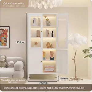 HN-B90 Fluted Glass Metal Showcase ,Slim Frame, Boutique Store Merchandising Cabinet With Magnetic Catch-HENGNA Factory Wholsale thumbnail-2