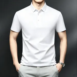 Ice Silk Short Sleeved Polo Shirt for Men, Summer Plus Size Elastic no Iron T-shirt, Men's Fat Loose Casual Top thumbnail-2
