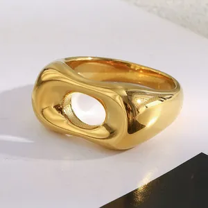 Gold Plated Stainless Steel Ring - 18K, 5mm Width, Nickel Free, 50pcs Minimum Order thumbnail-5