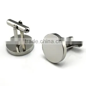 Wholesale 316L Stainless Steel Round Cufflinks A Pair For Men Wedding Days Silver Plated thumbnail-1