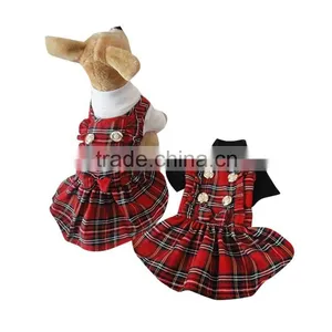 Wholesale Scotland Plaid Decorative Border Dog Skirt With White Collar thumbnail-4