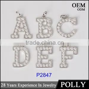 Fashion 925 Sterling Silver 26pcs Letter Alphabet Initial Bling Bling Pendants thumbnail-2