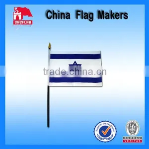 Custom Hand Flag With Pole With Israel Country Logo Printing Quality Choice thumbnail-1