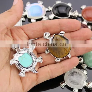 JF6878 Lovely Colourful Gemstone Pave Tortoise Turtle Charm Pendant thumbnail-3