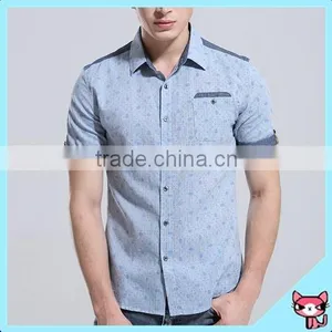 Fashion Design Special Button Blue Work Man Shirt thumbnail-1