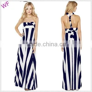 Ladies Western Stripe Long Maxi Dress thumbnail-1