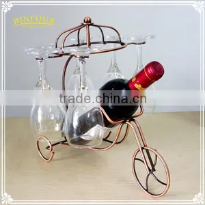 Metal Chariot Wine Rack 6 Hanging Wineglass Holder as Home Decorations thumbnail-5
