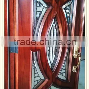 Solid Wood Entry Door With Glass, Double Doors Design thumbnail-2