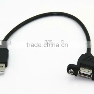High Speed USB A Male to A Female Extension Panel Mount Cable thumbnail-1