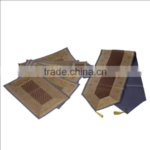 Placemats and Coaster in Navy Blue Color Indian Silk Table Runner thumbnail-1