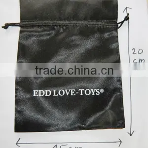 Black Drawstring Customized Satin Bag thumbnail-1