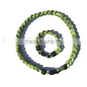 Blue & White 1Set Titanium Baseball Sports Necklace & Bracelet, 3 Ropes thumbnail-5