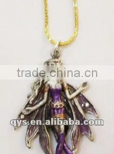 Flower Fairy Charm Pendant, Metal Necklace Pendant thumbnail-1