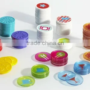 Embossed Plastic Token Coins in Stock - Neon Yellow - Cutlery thumbnail-2