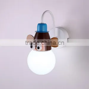 Hot Selling Acrylic Lampshade Wall Lamps Iron Frame Animals Design Children Wall Lights for Bedroom thumbnail-3