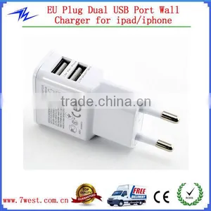 5V/2A EU Plug Dual USB Wall Charger Mobile Travel Charger for Samsung/iPhone/iPad thumbnail-1