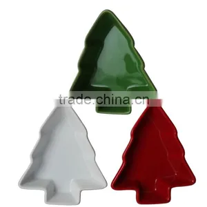 Solid Color Porcelain Plate With Christmas Tree Shape thumbnail-1