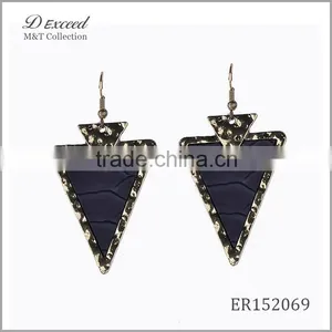 Wholesale Jewelry Fashion Designs Ladies/Women's Punk Style Snake Pattern Leather Triangle Earrings Dangle Earrings thumbnail-2