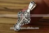 Silver 925 Cross Pendant. Burnished Silver. Jerusalem Jewelry. thumbnail-4