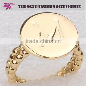 New Custom Fashion and Popular Womens Gold Plated Promotion Letter Ring thumbnail-1