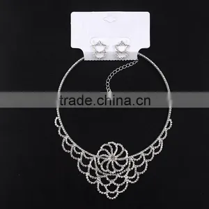Ladies Bridal Necklace Set Flower Diamond Earring Wholesale Wedding Accessories thumbnail-5