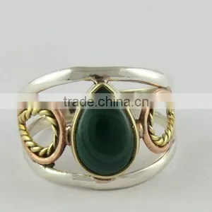 Perfect Malachite ! Bezel Setting 925 Sterling Silver Ring, Silver Jewellery Wholesaler, Silver Jewellery thumbnail-3