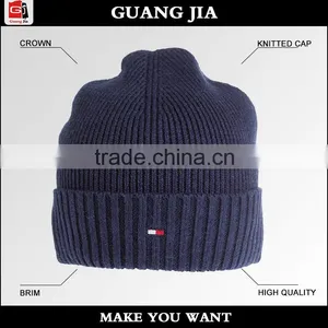 China Factory Hot Sale Fashion Cheap Winter Acrylic Custom Knit Hat thumbnail-1