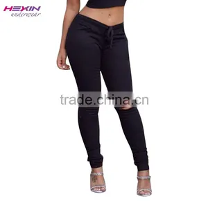 High Quality Factory Price Black Ripped Cheap Woman Fashion Jeans Factory Quality Choice thumbnail-1