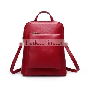 Solid Color Pu Leather College Daypacks Travel Backpack thumbnail-5