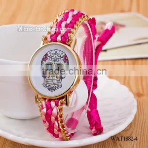 Elastic Knitting Watch Chain Skull Promotional Gift Watch thumbnail-4